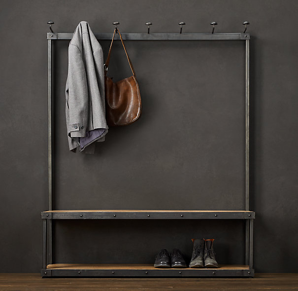 Entry Storage Bench with Coat Rack